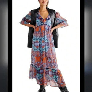 Free People Carmella Maxi Dress Size S Semi Sheer Boho Hippie